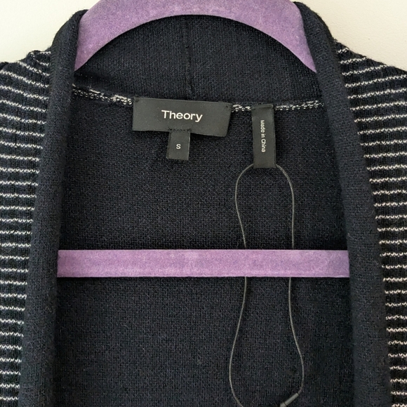 NEW Theory Armelle Wool Long Striped Cardigan - Picture 2 of 7